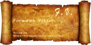 Formanek Viktor névjegykártya